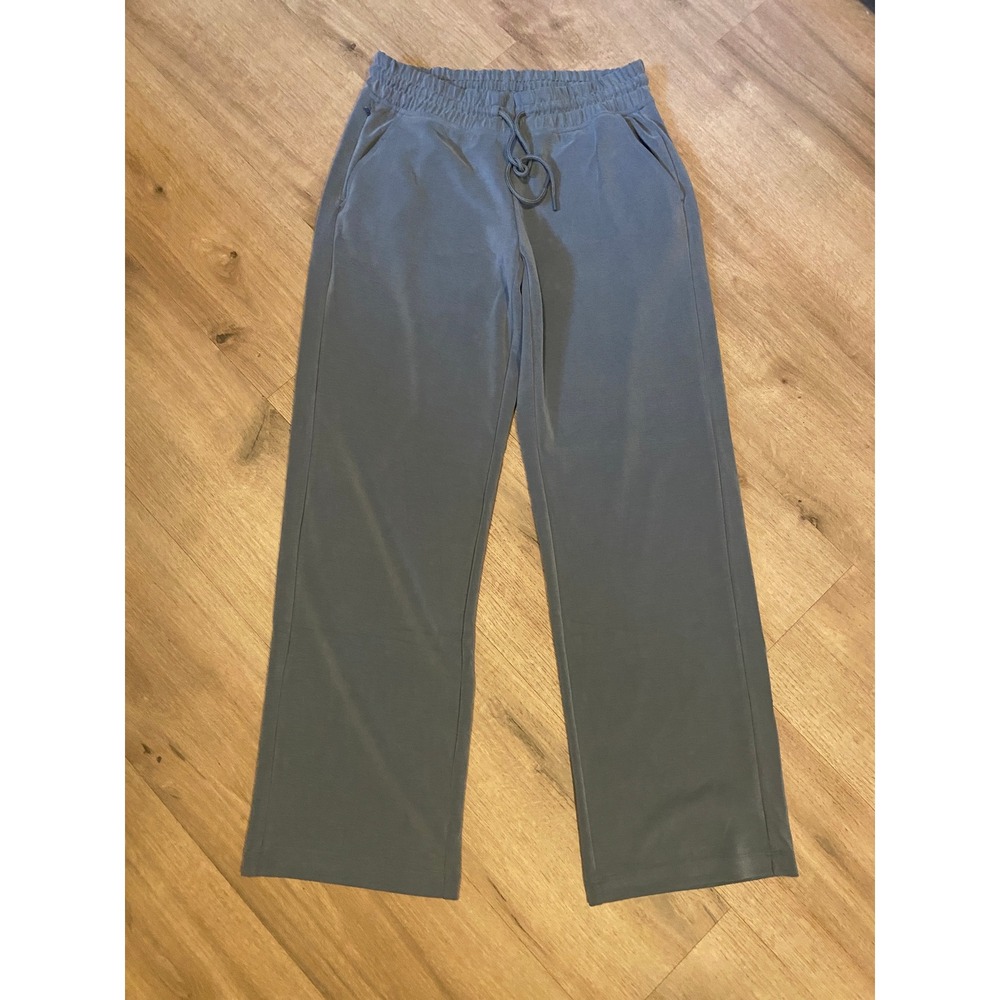 Athleta Seasoft Straight Leg Pants Small Blue Gray Drawstring Loungewear NWOT